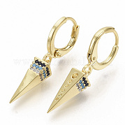 Серьги-кольца из латунного микро-паве с красочными фианитами EJEW-S208-069