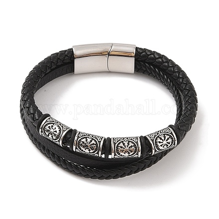 Плетеные браслеты из микрофибры и кожи BJEW-B096-02B-1