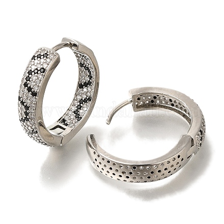 Серьги-кольца из латуни с микропаве из кубического циркония EJEW-H016-20P-1