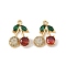 Brass Micro Pave Cubic Zirconia Pendants, Cherry, Long-Lasting Plated, Rack Plating, Real 18K Gold Plated, 18x13.5x4.5mm, Hole: 1.5mm