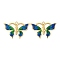 Rack Plating Brass Pendant, with Enamel, Long-Lasting Plated, Butterfly Charm, Real 18K Gold Plated, Dark Blue, 26x17.5x0.8mm, Hole: 1.6mm