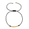 Handmade Glass Seed Beads Braided Bead Bracelets, Adjustable Fiber Cord Braided Bracelets for Women, Column, Black