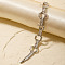 Minimalist Brass Cubic Zirconia Chain Bracelets for Women, Platinum, Rectangle, 6-3/4 inch(17cm)