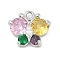 Brass Micro Pave Cubic Zirconia Pendants, Cadmium Free & Nickel Free & Lead Free, Long-Lasting Plated, Butterfly, Platinum, 10.5x12.5x4.5mm, Hole: 1.5mm