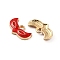 Alloy Enamel Pendants, Light Gold, Fox Mask Charm, Red, 10x17x2mm, Hole: 2mm