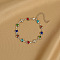 Brass Glass Link Chain Bracelets for Women, Heart, 7-1/8 inch(18cm)