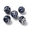 Handmade Porcelain Beads, Blue and White Porcelain, Round, Midnight Blue, 26~26.5mm, Hole: 2.2~3mm