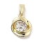 Brass Micro Pave Clear Cubic Zirconia Pendants, Cadmium Free & Nickel Free & Lead Free, Real 14K Gold Plated, 12x10x3.5mm, Hole: 5x2.5mm