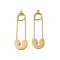304 Stainless Steel Pendants, Paper Clip Charms, Real 14K Gold Plated, 28x8.5x1.5mm, Hole: 1.2mm