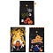 50Pcs Rectangle Halloween Candy Plastic Bags, Pumpkin Printed Candy Drawstring Bags, Mixed Color, 23.2x14.9x0.05cm