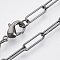 Brass Round Oval Paperclip Chain Necklace Making, with Lobster Claw Clasps, Gunmetal, 24.4 inch(62cm), Link: 12x3.5x0.8mm
