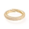 Adjustable Brass Micro Pave Cubic Zirconia Cuff Rings, Open Rings, Long-Lasting Plated, Golden, Clear, Size 5, 16mm