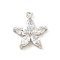 Rack Plating Brass Clear Cubic Zirconia Pendants, Long-Lasting Plated, Cadmium Free & Lead Free, Flower, Platinum, 15x13.5x3.5mm, Hole: 1mm