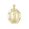 Brass Micro Pave Clear Cubic Zirconia Pendants, Religious Theme, Polygon with Virgin Mary, with Enamel, Lead Free & Cadmium Free, Long-Lasting Plated, Rack Plating, Real 18K Gold Plated, 25x19x5.5mm, Hole: 5x3.5mm