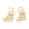Brass Micro Pave Clear Cubic Zirconia Charms, Long-Lasting Plated, with Jump Ring, Horse, Golden, 15x10x2mm, Hole: 3.5mm