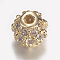 Brass Micro Pave Cubic Zirconia Beads, Round, Clear, Golden, 4mm, Hole: 0.5mm