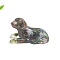 Resin Dog Display Decoration, with Natural Ocean Jasper Chips inside Statues for Home Office Decorations, 48x30mm