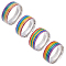 4Pcs 4 Style Pride Finger Rings, Colorful Stripe Stainless Steel Wide Band Ring for Women, Stainless Steel Color, US Size 6 1/2(16.9mm)~ US Size 10 1/4(19.9mm), 1Pc/style