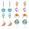 16Pcs 8 Styles Rainbow Theme Opaque Resin Pendants, with Platinum Plated Metal Loops, Mixed Shapes, Mixed Color, 18.5~56x10.5~29x4~11.5mm, 2pcs/style