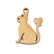 201 Stainless Steel Charms, Cat with Heart Charm, Laser Cut, Golden, 12x8x1mm, Hole: 1.2mm