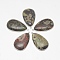 Natural Ocean Jasper Big Pendants, with Brass Findings, teardrop, 53~54x31~32x7~8mm, Hole: 1~2mm