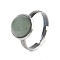 Half Round Natural Green Aventurine Finger Rings, 304 Stainless Steel Adjustable Rings for Women, Round: 10mm, US Size 6(16.5mm), 3mm