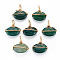 Natural Agate Pendants, with Golden Brass Findings, Dyed, Oval, Dark Green, 22~24x20~21x6~8mm, Hole: 6~7x4~5mm
