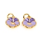 Brass Enamel Charms, Long-Lasting Plated, Flower, Real 18K Gold Plated, Lilac, 12x10.5x3.5mm, Hole: 3mm