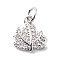 Brass Micro Pave Cubic Zirconia Charms, Cadmium Free & Lead Free, with Jump Rings, Maple Leaf Charms, Platinum, 11x10x2mm, Hole: 3.2mm