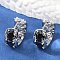 Brass Black Cubic Zirconia Hoop Earrings, Platinum, 15x8.5x17.5mm