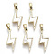 Natural Freshwater Shell Pendants, with Brass Findings, Nickel Free, Lightning Bolt, Real 18k Gold Plated, Seashell Color, 21x10x2.5mm, Hole: 2x4mm