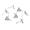 Non-Tarnish 304 Stainless Steel Stud Earring Settings, with Loop, Triangle, Stainless Steel Color, 10x9x1mm, Hole: 1.2mm, Tray: 6x5mm, Pin: 0.8mm