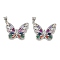 Brass Micro Pave Cubic Zirconia Pendants, Cadmium Free & Lead Free, Butterfly, Platinum, 20.5x25x3mm, Hole: 4x3mm