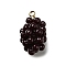 Grape Brass Acrylic Pendants, Lead Free & Cadmium Free, Rack Plating, Long-Lasting Plated, Golden, Indigo, 18x10.5x10mm, Hole: 1.6mm