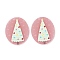 Christmas Theme 3D Printed Resin Pendants, DIY Earring Accessories, Oval with Christmas Tree Pattern, Pink, Christmas Tree Pattern, 39x33x2.5mm, Hole: 1.6mm