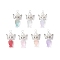 Mermaid-shape Angel Spray Painted Glass Pendants, with ABS Plastic Imitation Pearl Round Beads & Alloy Beads & Platinum Round Copper Wire, Mixed Color, 33x18x8mm, Hole: 3mm