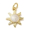 Rack Plating Brass Enamel Charms, with Jump Ring, Long-Lasting Plated, Lead Free & Cadmium Free, Sun Charms, Real 18K Gold Plated, White, 14.5x12x2mm, Hole: 3mm