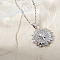 Elegant Hip-hop Style Sun Brass Pave Clear Cubic Zirconia Pendant Necklaces for Daily Wear, Platinum, 15.75 inch(40cm)
