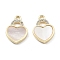 Valentine’s Day Brass Micro Pave Clear Cubic Zirconia Pendants, Cadmium Free & Nickel Free & Lead Free, with Shell, Heart, Real 18K Gold Plated, 14x10x2mm, Hole: 1.4mm