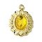 Ion Plating(IP) Real 14K Gold Plated 304 Stainless Steel with Glass Pendant, Oval Flower Charms, Gold, 18x13x3.5mm, Hole: 1.6mm
