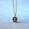 Alloy Black Enamel Flat Round with Letter Pendant Necklaces for Women, Golden, Letter U, 17.72 inch(45cm)