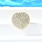 Brass Micro Pave Cubic Zirconia Cuff Rings, Heart, Open Rings for Women, Cadmium Free & Lead Free, Real 18K Gold Plated, 26x27mm, Inner Diameter: 17mm