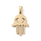 PVD Vacuum Plating 304 Stainless Steel Pendants, Laser Cut, Hamsa Hand Charms, Golden, 21x14.5x1.5mm, Hole: 2.5x5mm