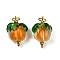 304 Stainless Steel with Handmade Lampwork Pendants, Fruit Themes, with Jump Ring, Orange, 21.5x13.5x14mm, Hole: 4.5mm