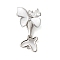 Brass Micro Pave Clear Cubic Zirconia Fold Over Clasps, Cadmium Free & Nickel Free & Lead Free, with Shell Enamel, Butterfly, Platinum, 33mm, Hole: 1.2mm