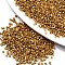 11/0 Grade A Glass Seed Beads, Cylinder, Uniform Seed Bead Size, Metallic Colours, Dark Goldenrod, 1.5x1mm, Hole: 0.5mm, about 20000pcs/bag