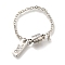 Brass Ends with Chains, Magnetic Clasps, Cadmium Free & Nickel Free & Lead Free, with Rectangle Pendants, Platinum, 67~90mm