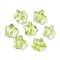 Transparent Spray Painted Frosted Glass Beads, with Glitter Power, Star, Green Yellow, 8x8x4mm, Hole: 1mm