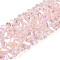 Electroplate Transparent Glass Beads Strands, Triangle, AB Color Plated, Faceted, Pink, 3~3.5x4~4.5x4~4.5mm, Hole: 0.8mm, about 121~131pcs/strand, 14.37~15.35 inch(36.5~39cm)