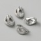 Brass Micro Pave Clear Cubic Zirconia Twister Clasp, Teardrop, Platinum, 13.5x9.5x8mm, Hole: 1mm